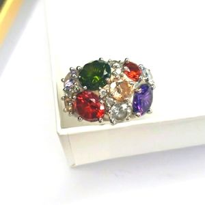 Designer Nataylia Vintage Cocktail Ring Real Crystals